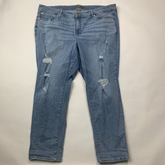 torrid Denim - Torrid Womens Jeans Size 24T Blue Boyfriend Straight Vintage Stretch Distressed